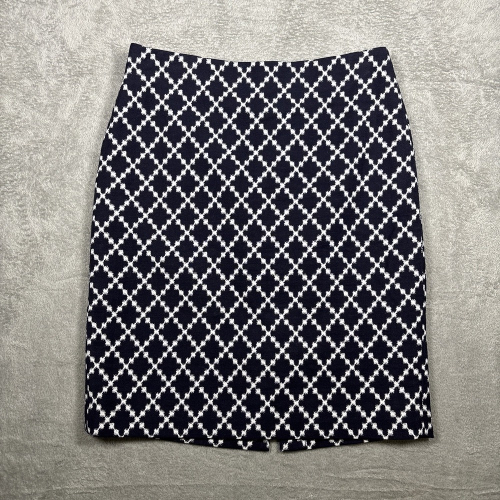 Ann Taylor Loft Skirt Women's Cotton Blend Blue/White Diamond Pattern Size 6P